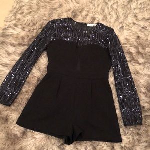 BCBG Black Sequin Romper